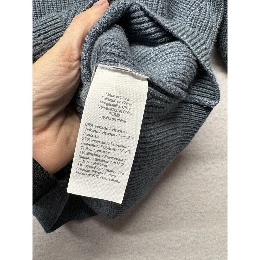 J.CREW Sweater Women Medium Ribbed Stretch Pullover Blue Heavyweight BJ580
